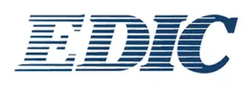 Stylized EDIC logo in blue